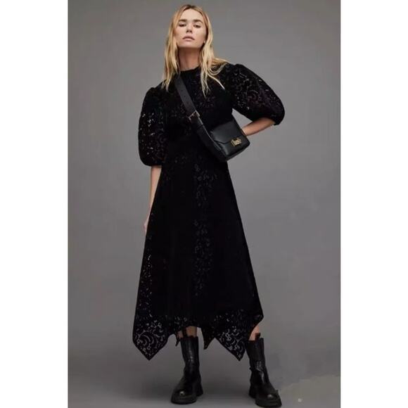 AllSaints Camila Broderie Asymmetric Hem Dress 2 New with Tags -  threedaughtersproperties.com